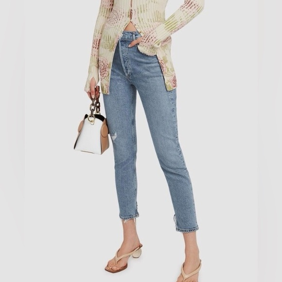 AGOLDE NICO HIGH RISE BUTTON FLY DISTRESSED JEANS SIZE26 stretch - Picture 2 of 9